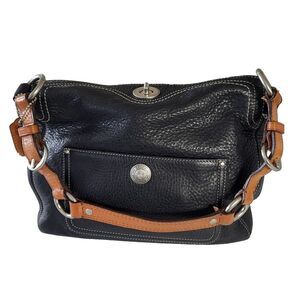 COACH Vintage Dark Brown Pebbled Leather Bag Chelsea Tan Adj. Shoulder Strap